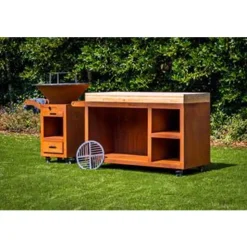 VP-BG4 Houtgestookte Barbecue Cortenstaal met werkblad 103x100