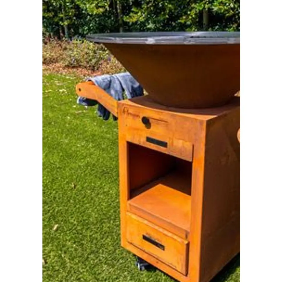 VP-BG4 Houtgestookte Barbecue Cortenstaal met werkblad 103x100