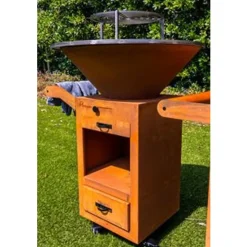 VP-BG4 Houtgestookte Barbecue Cortenstaal met werkblad 103x100