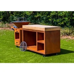 VP-BG4 Houtgestookte Barbecue Cortenstaal met werkblad 103x100