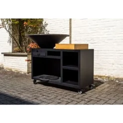 VP-BG3 Houtgestookte Barbecue Gegalvaniseerd met werkblad 130x100 Zwart