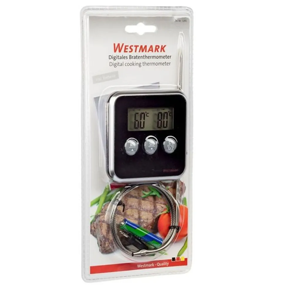 Westmark Digitale vleesthermometer met magneet zwart 8x8x1.5cm