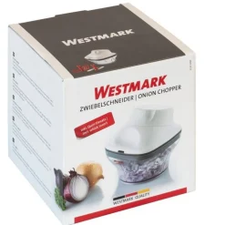 Westmark hakker voor ajuin uit kunststof en silicone wit en groen 12.3x12.3x12.5cm