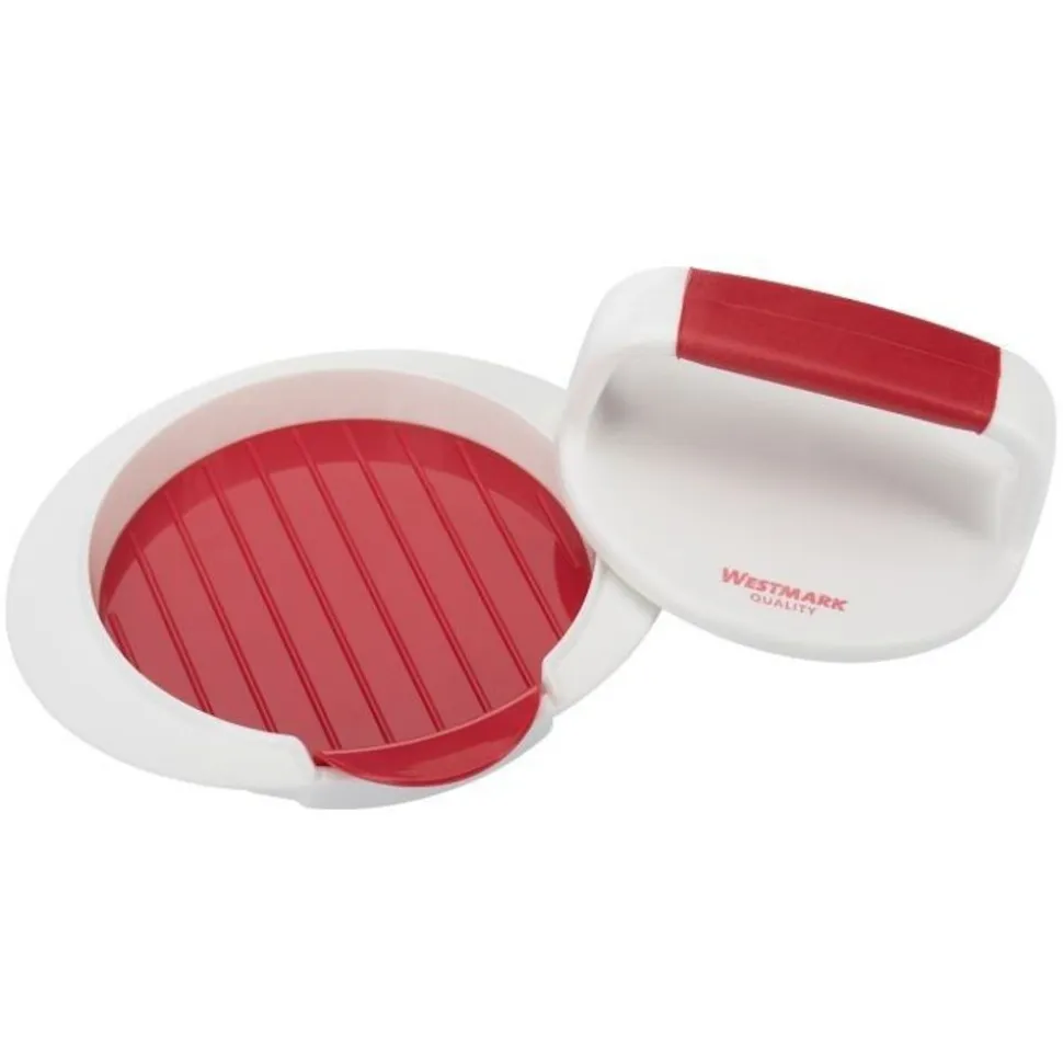 Westmark Hamburgerpers uit kunststof wit en rood 16x14.3x5.7cm