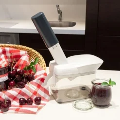 Westmark Kernfix kersenontpitter met bakje uit kunststof en rvs wit 20.5x11.8x30cm