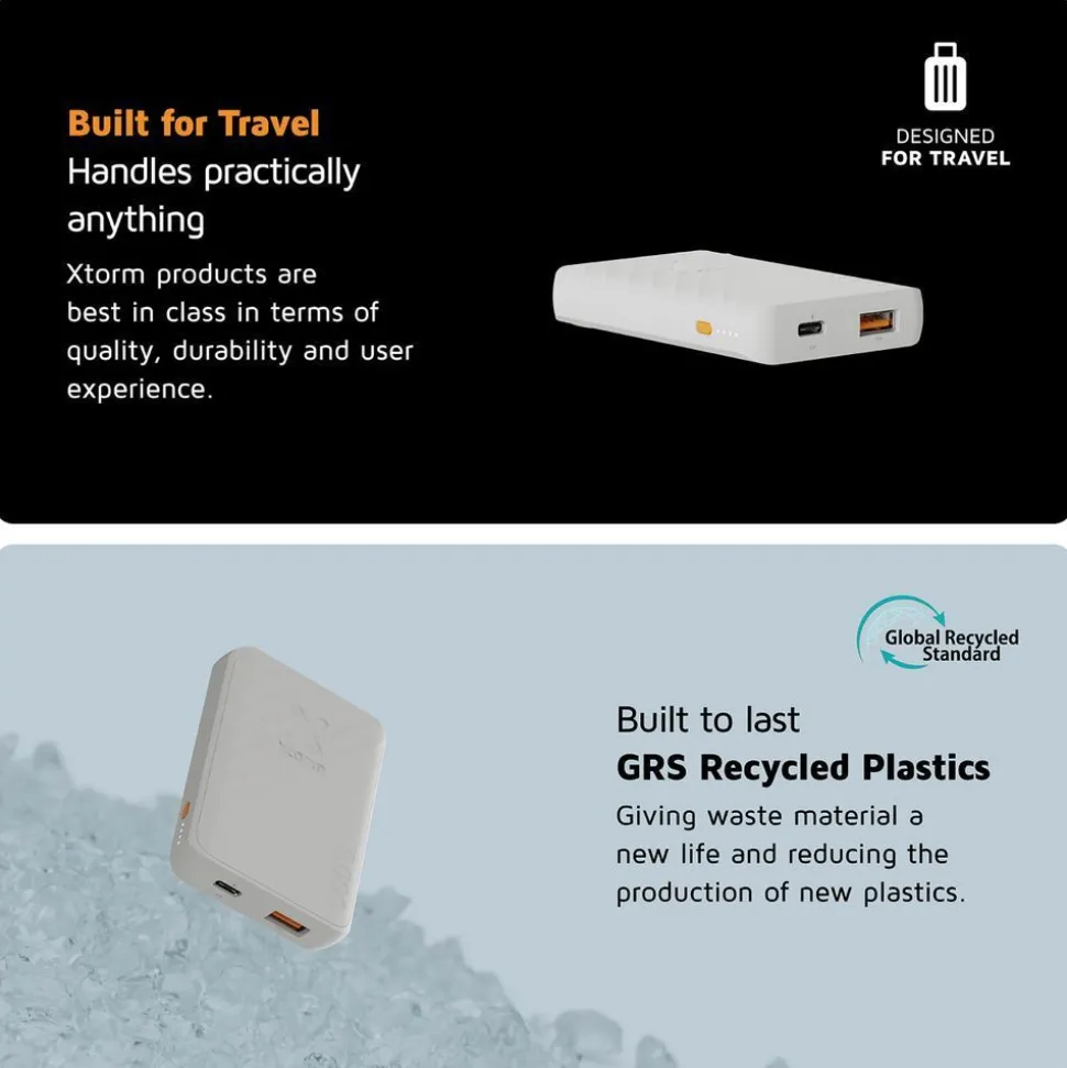 Xtorm 12W Go2 FastCharge Powerbank 5.000 mAh - Ash White - XG2050
