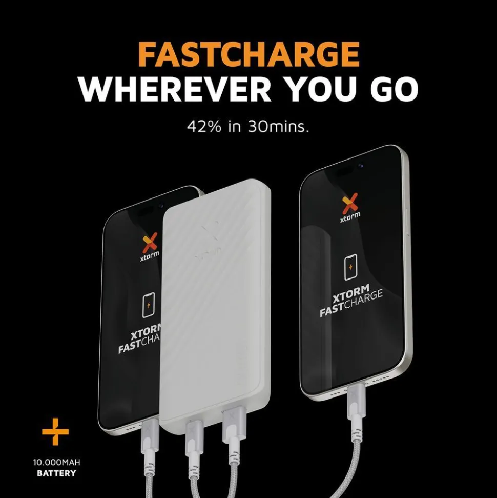 Xtorm 15W Go2 FastCharge Powerbank 10.000 mAh - Ash White - XG2100