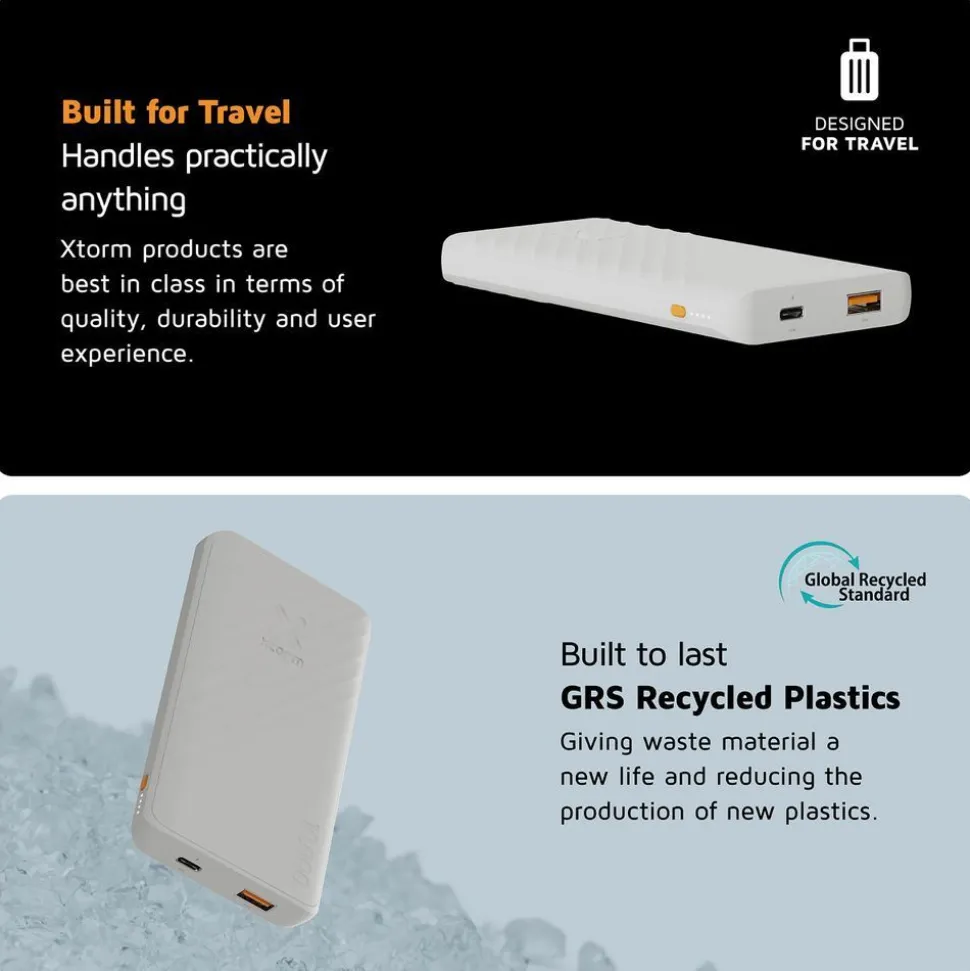 Xtorm 15W Go2 FastCharge Powerbank 10.000 mAh - Ash White - XG2100
